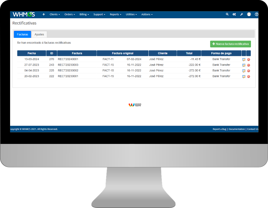 Facturas Rectificativas para WHMCS Image